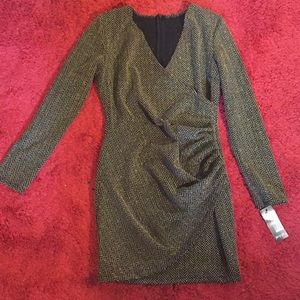 NWT gold and black mini dress Nasty Gal faux wrap
